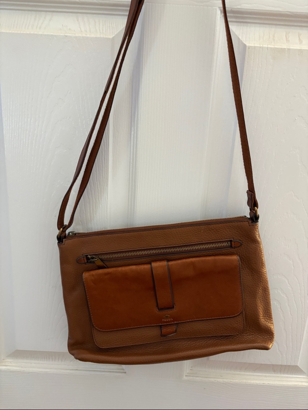 Fossil Brown Leather Crossbody Bag